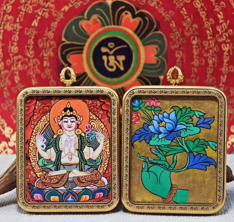 Four-Armed Chenrezig [Double-Sided Hand-Painted Thangka]