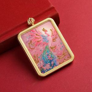 鳳凰手繪繪灑金彩金吊墜【可定制】