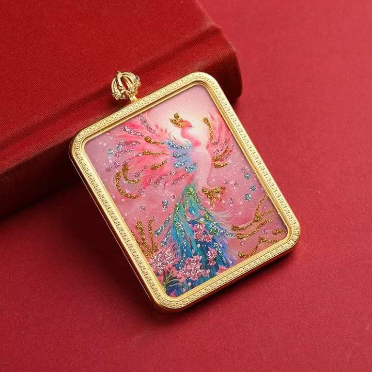 Phoenix Hand-Painted Pendant with Gold Accents [Customizable]