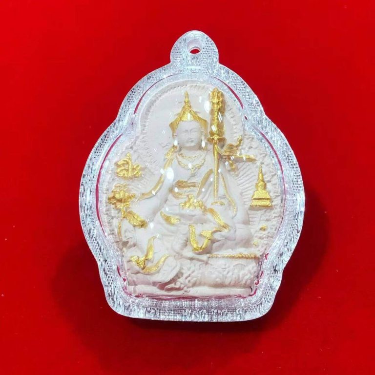Sacred Guru Rinpoche Hand-Painted Thangka Pendant [Tibetan Style]