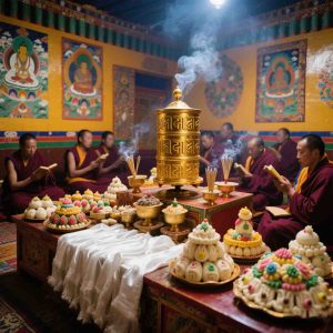 Regular offerings for the upkeep and compassionate works of Lhasa’s holy temples.