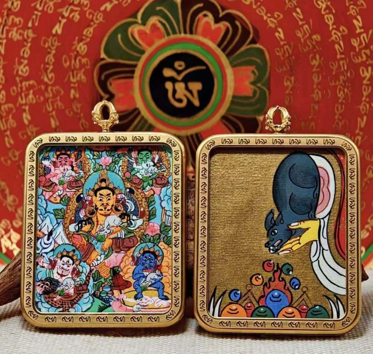 Five Paths Wealth Deities [Double-Sided Hand-Painted Thangka]