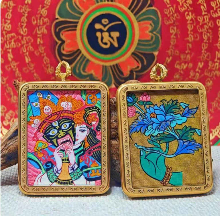 The Story of Zhagilhamo: Past & Present (Tibetan Goddess) – Double-Sided Hand-Painted Thangka