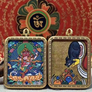 Red Jambhala: The Wealth Buddha [Double-Sided Hand-Painted Thangka]