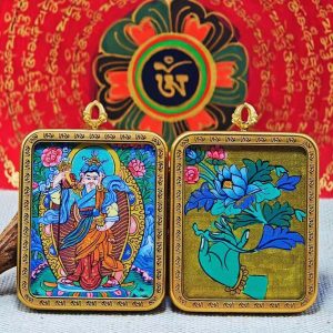 Guru Rinpoche Sacred Amulet[Double-Sided Hand-Painted Thangka]